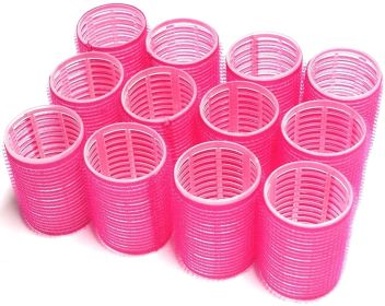 Self Grip Hair Curler Roller 12 Piece Set (Large Size - 2.5 inch) - Pink