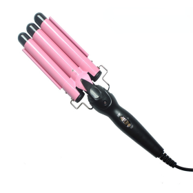 Hair Curler Triple Barrels Ceramic Hair Curling Iron Professional Hair Waver Tongs Styler Tools for All Hair Types (Color: 20mm-pink)